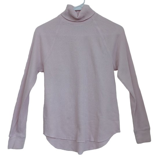 Everlane Tops - Everlane Waffle Knit Pullover Soft Pink High Neck Long Sleeve Top Womens size Sm